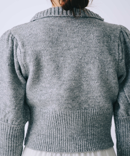 SELFIST（セルフィスト）の「【セットアップ対応】ラメネップニットビジュー付カーディガン　パフショルダー　襟付きニット　キラキラ　クリスマス　イルミネーション（ニット/セーター・レディース・ブラック/グレー/オフホワイト・フリー）」の21枚目の写真