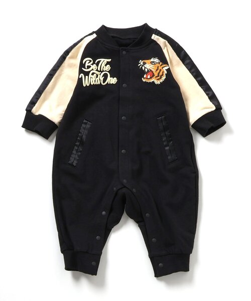 ロンパース・カバーオール S 秋冬春の70・80サイズのおしゃれな裏毛ゆったり前開きカバーオール