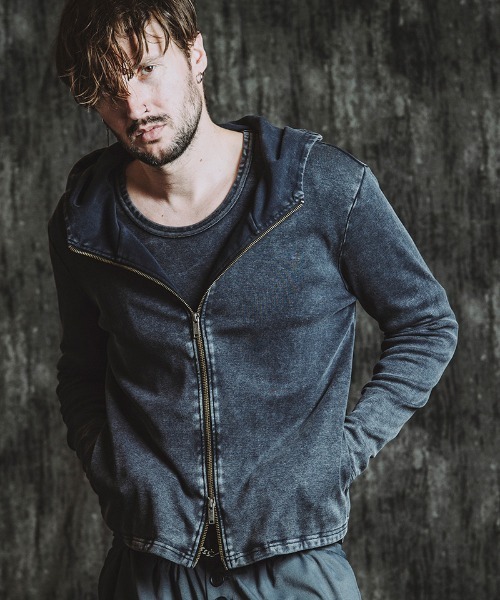 NO ID.(ノーアイディ)の「mpa3936- フライスハイネックZIPパーカ(857006-312T)(パーカー・メンズ・ホワイト/ブラック/グレー・1/2)」の5枚目の写真