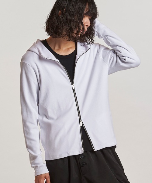 NO ID.(ノーアイディ)の「mpa3936- フライスハイネックZIPパーカ(857006-312T)(パーカー・メンズ・ホワイト/ブラック/グレー・1/2)」の12枚目の写真