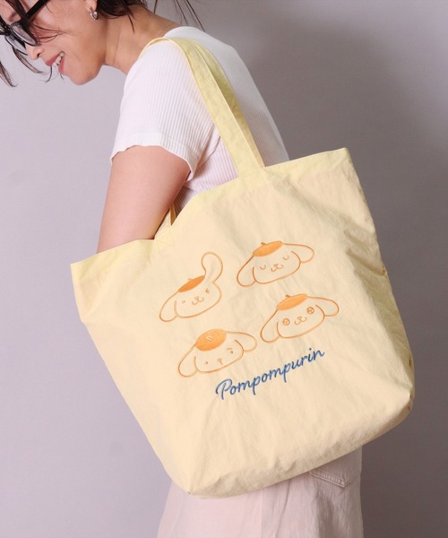 セール】(ACT)【sanrio】フェイス 刺繍 ナイロン トートバッグ