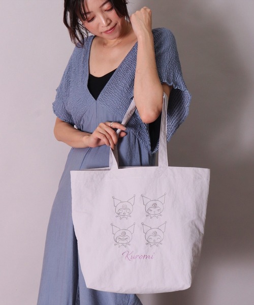 sanrio(サンリオ)の「(ACT)【sanrio】フェイス 刺繍 ナイロン トートバッグ(トートバッグ・レディース・ライトグレー/ラベンダー/イエロー/ライトブルー/ベビーピンク/ライトピンク・ONE SIZE)」の8枚目の写真
