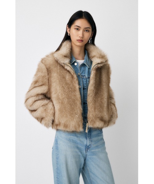 MOUSSY(マウジー)の「F/FUR STAND COLLAR ジャケット(ブルゾン・レディース・グレー/ライトベージュ/ダークブラウン・FREE)」の21枚目の写真