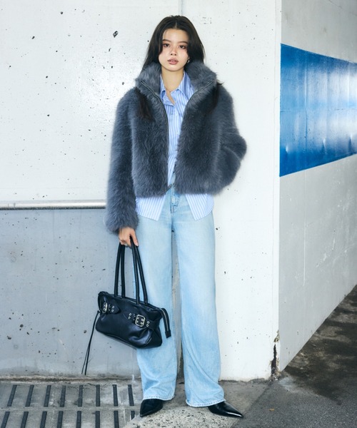 25年AW新作】F/FUR STAND COLLAR ジャケット（ブルゾン）｜MOUSSY