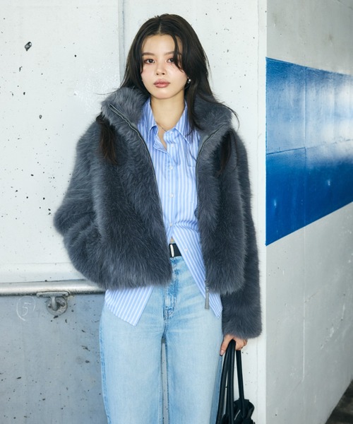 25年AW新作】F/FUR STAND COLLAR ジャケット（ブルゾン）｜MOUSSY