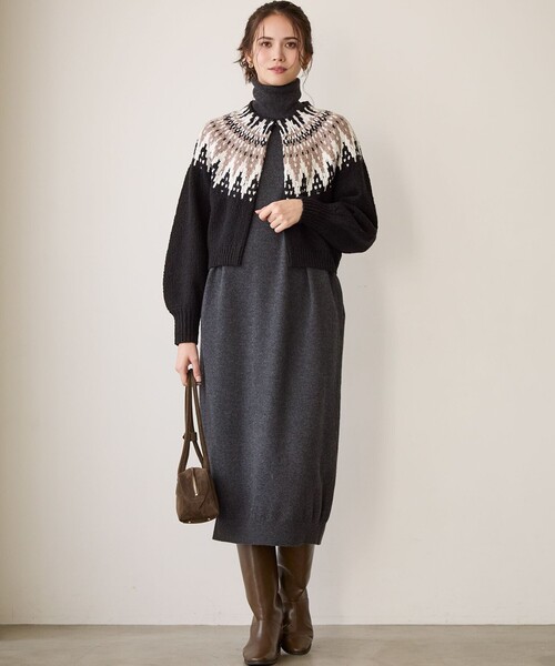 【23区】洗える カシミヤ ウール タートルネックニットワンピース ブラック38 23区｜【洗える】カシミヤブレンド タートルネック ニットワンピース