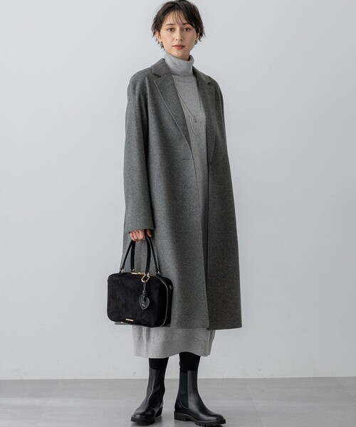 美品＊ダーマコレクション　カシミヤ100%ニットワンピース　上品　グレー　L 洗える】ウールカシミヤ ニットワンピース（OPWOSW0550