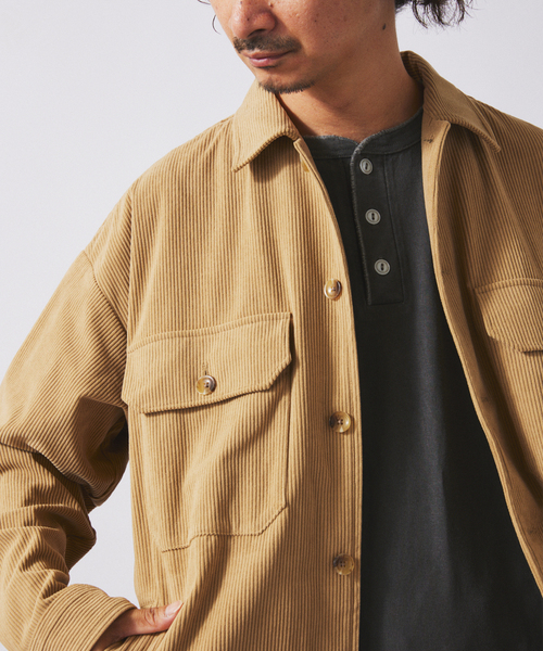 JOURNAL STANDARD relume（ジャーナルスタンダード　レリューム）の「TECH ”SOLOTEX(R)” コーデュロイ ウォッシャブル CPOシャツジャケット（シャツ/ブラウス・メンズ・ブラウン/ナチュラル/チャコールグレー/カーキ/ブラック・LARGE/MEDIUM/SMALL）」の5枚目の写真