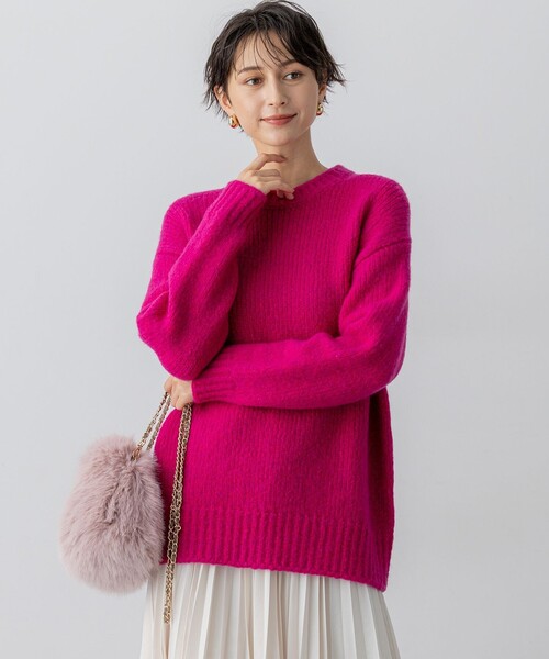 23区 L(ニジュウサンクオオキイサイズ)の「ブラッシュドエアーウール ファンシーニット(ニット/セーター・レディース・オールドローズ系/スカイブルー系・44/46)」の1枚目の写真