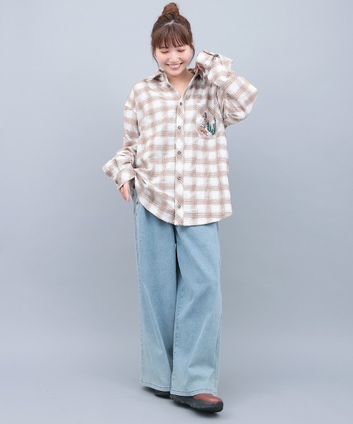 チチカカ（チチカカ）の「刺繍モールチェックシャツ【ユニセックス】（シャツ/ブラウス・メンズ・ブラック/アイボリー・FREE）」の14枚目の写真