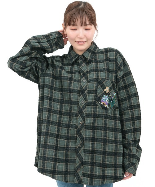 チチカカ（チチカカ）の「刺繍モールチェックシャツ【ユニセックス】（シャツ/ブラウス・メンズ・ブラック/アイボリー・FREE）」の15枚目の写真