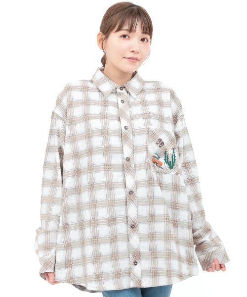 チチカカ（チチカカ）の「刺繍モールチェックシャツ【ユニセックス】（シャツ/ブラウス・メンズ・ブラック/アイボリー・FREE）」の16枚目の写真