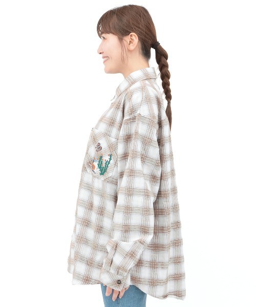 チチカカ（チチカカ）の「刺繍モールチェックシャツ【ユニセックス】（シャツ/ブラウス・メンズ・ブラック/アイボリー・FREE）」の17枚目の写真