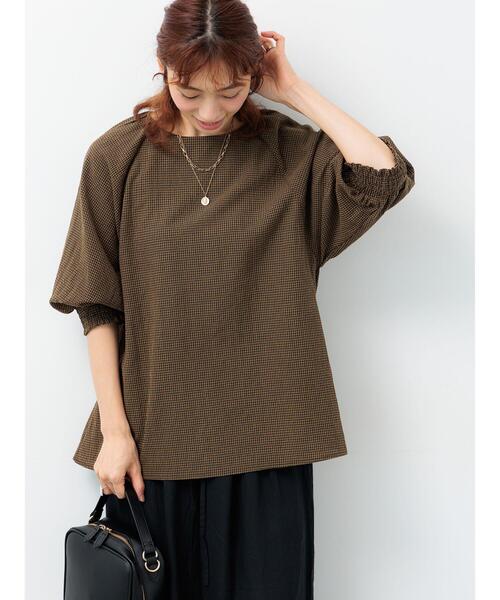 Lugnoncure（ルノンキュール）の「アソート袖口シャーリングブラウス（シャツ/ブラウス・レディース・ブルー/オフホワイト/チャコールグレー/ブラウン/ベージュ・F）」の7枚目の写真