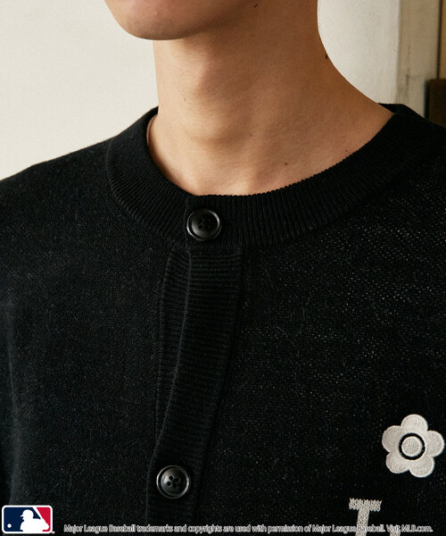 MLB × MARY QUANT 刺繍ロゴクルーネックニットカーディガン セール】MLB × MARY QUANT/エムエルビー × マリークワント MLB×MARY