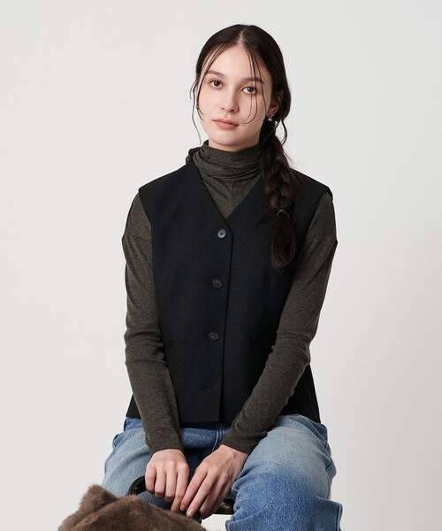 BEAUTY&YOUTH UNITED ARROWS（ビューティーアンドユースユナイテッドアローズ）の「ポリエステル ツイードライクベスト（ベスト・レディース・ブラック/ダークグレー・FREE）」の7枚目の写真