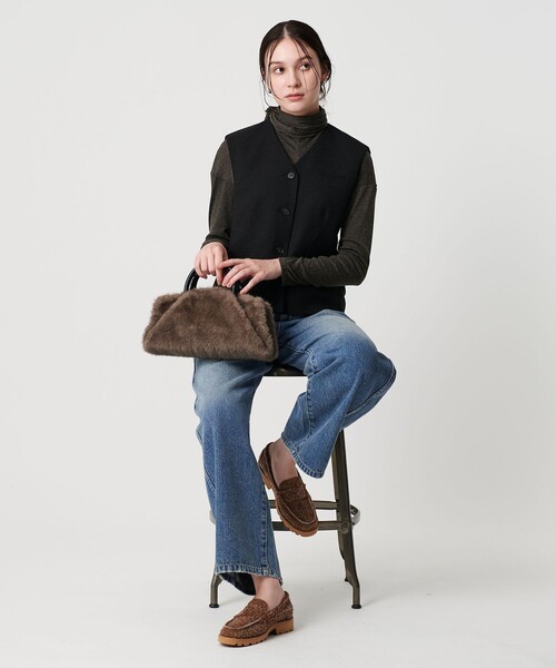 BEAUTY&YOUTH UNITED ARROWS（ビューティーアンドユースユナイテッドアローズ）の「ポリエステル ツイードライクベスト（ベスト・レディース・ブラック/ダークグレー・FREE）」の8枚目の写真