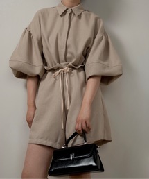 lawgy(EW[)volume sleeve waist gather combinaison / {[X[uEGXgMU[Rrl](Ȃ/I[C)