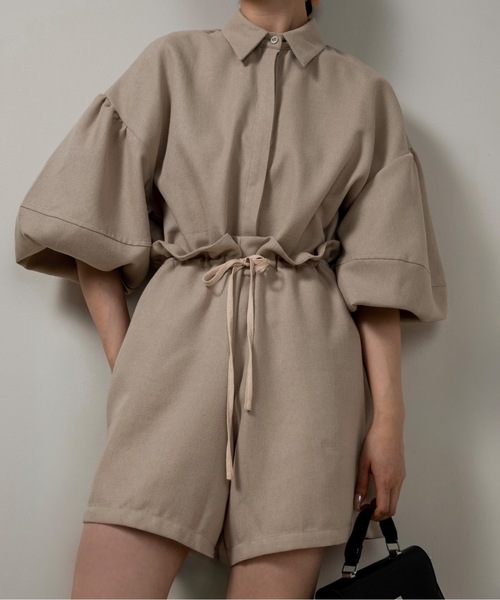 lawgy(ラウジー)の「volume sleeve waist gather combinaison / ボリュームスリーブウエストギャザーコンビネゾン(つなぎ/オールインワン・レディース・グレー/ベージュ・FREE)」の20枚目の写真