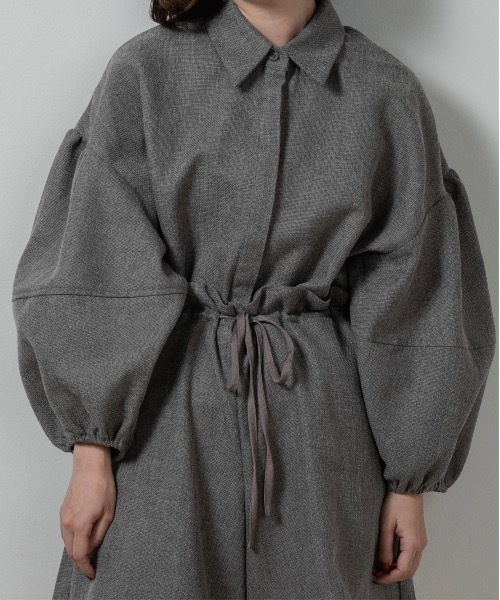 volume sleeve waist gather combinaison / ボリュームスリーブ
