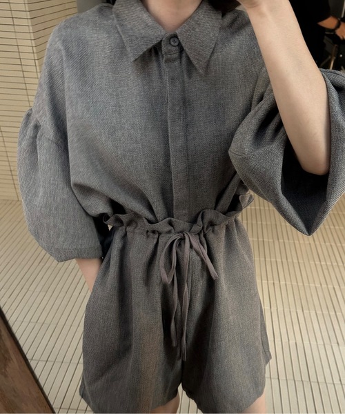 セール】volume sleeve waist gather combinaison / ボリューム