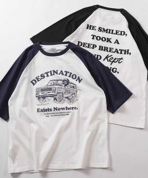 セール】【84】ラグラン 6分袖 グラフィック プリントTシャツ（Tシャツ
