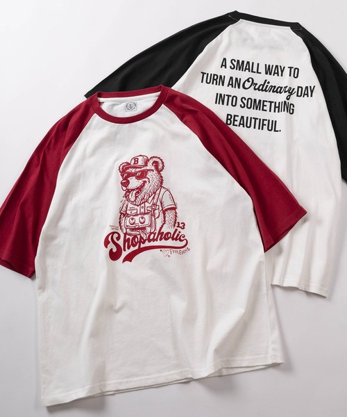 セール】【84】ラグラン 6分袖 グラフィック プリントTシャツ（Tシャツ