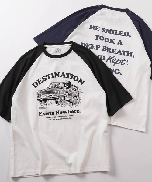 セール】【84】ラグラン 6分袖 グラフィック プリントTシャツ（Tシャツ