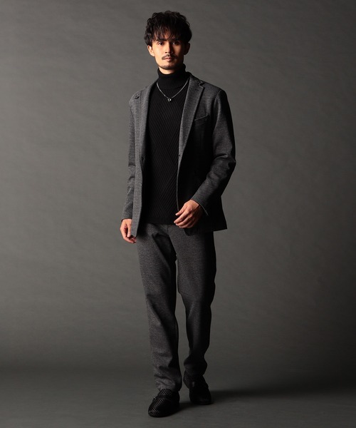 NICOLE CLUB FOR MEN（ニコルクラブフォーメン）の「アラカルトジャカードジャージジャケット（テーラードジャケット・メンズ・チャコールグレー/グレー/ストライプ/ブラック・LARGE/X-LARGE/MEDIUM）」の6枚目の写真