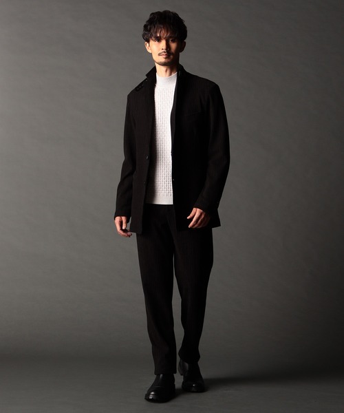 NICOLE CLUB FOR MEN（ニコルクラブフォーメン）の「アラカルトジャカードジャージジャケット（テーラードジャケット・メンズ・チャコールグレー/グレー/ストライプ/ブラック・LARGE/X-LARGE/MEDIUM）」の8枚目の写真