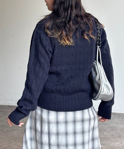 U.S. POLO ASSN.(ユーエスポロアッスン)の「ケーブルニット(ニット/セーター・レディース・ネイビー/キャメル/レッド/グリーン/アイボリー・FREE)」の12枚目の写真