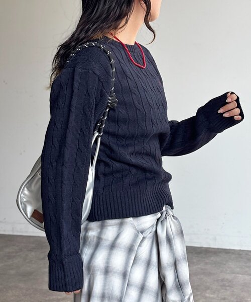 U.S. POLO ASSN.(ユーエスポロアッスン)の「ケーブルニット(ニット/セーター・レディース・ネイビー/キャメル/レッド/グリーン/アイボリー・FREE)」の13枚目の写真