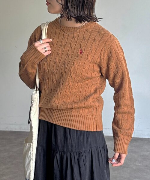 U.S. POLO ASSN.(ユーエスポロアッスン)の「ケーブルニット(ニット/セーター・レディース・ネイビー/キャメル/レッド/グリーン/アイボリー・FREE)」の15枚目の写真