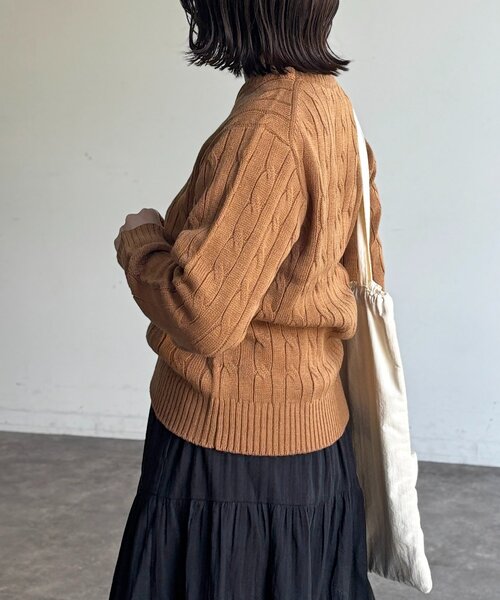 U.S. POLO ASSN.(ユーエスポロアッスン)の「ケーブルニット(ニット/セーター・レディース・ネイビー/キャメル/レッド/グリーン/アイボリー・FREE)」の16枚目の写真