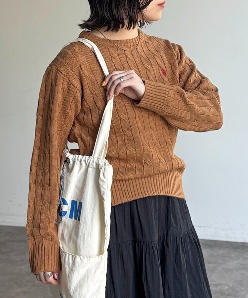 U.S. POLO ASSN.(ユーエスポロアッスン)の「ケーブルニット(ニット/セーター・レディース・ネイビー/キャメル/レッド/グリーン/アイボリー・FREE)」の19枚目の写真