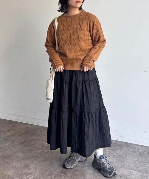 U.S. POLO ASSN.(ユーエスポロアッスン)の「ケーブルニット(ニット/セーター・レディース・ネイビー/キャメル/レッド/グリーン/アイボリー・FREE)」の21枚目の写真