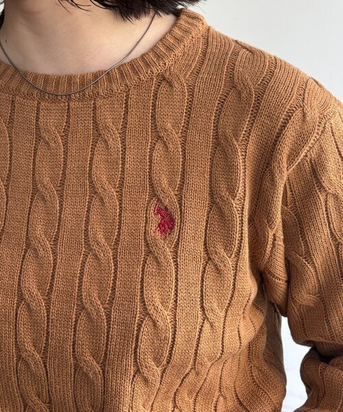 U.S. POLO ASSN.(ユーエスポロアッスン)の「ケーブルニット(ニット/セーター・レディース・ネイビー/キャメル/レッド/グリーン/アイボリー・FREE)」の22枚目の写真