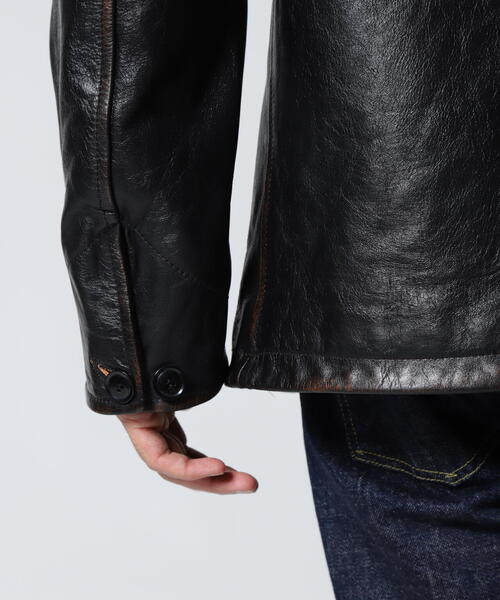 AVIREX(アヴィレックス)の「COWHIDE CARCOAT VINTAGE FINISH / カウハイド カーコート ヴィンテージフィニッシュ / AVIREX / アヴィレックス(テーラードジャケット・メンズ・ブラック・MEDIUM/LARGE/X-LARGE/XX-LARGE)」の13枚目の写真