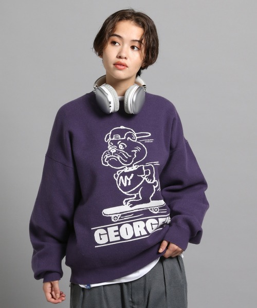 GEORGE'S（ジョージズ）の「アニマルジャガードプルオーバー（ニット/セーター・メンズ・ホワイト/レッド/パープル・MEDIUM/LARGE）」の2枚目の写真