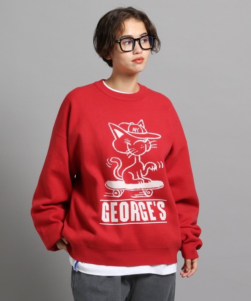 GEORGE'S（ジョージズ）の「アニマルジャガードプルオーバー（ニット/セーター・メンズ・ホワイト/レッド/パープル・MEDIUM/LARGE）」の3枚目の写真