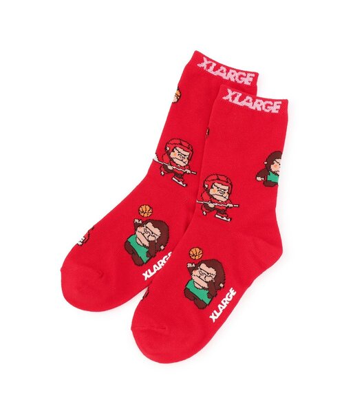 XLARGE KIDS(エクストララージキッズ)の「スポーツファニーゴリラクルーソックス(ソックス/靴下・キッズ・レッド/イエロー/ネイビー・13-15cm/15-17cm/17-19cm/19-21cm)」の1枚目の写真