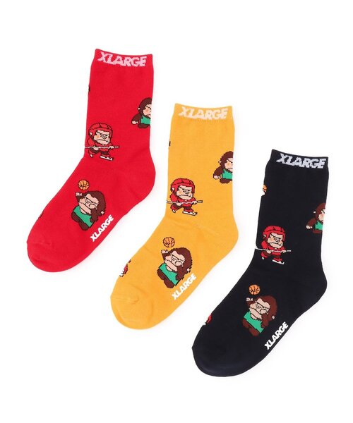 XLARGE KIDS(エクストララージキッズ)の「スポーツファニーゴリラクルーソックス(ソックス/靴下・キッズ・レッド/イエロー/ネイビー・13-15cm/15-17cm/17-19cm/19-21cm)」の4枚目の写真