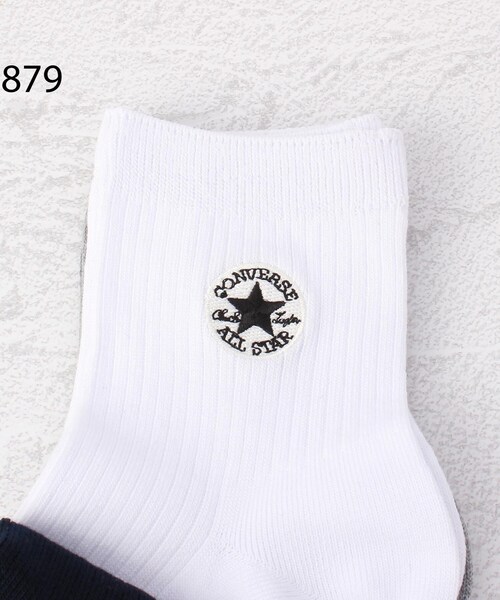CONVERSE（コンバース）の「◆CONVERSE パッチ刺繍リブショート クルーソックス 3P（ソックス/靴下・レディース・その他/ブラック系8・00）」の6枚目の写真
