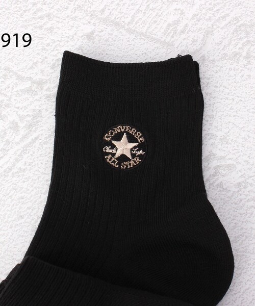 CONVERSE（コンバース）の「◆CONVERSE パッチ刺繍リブショート クルーソックス 3P（ソックス/靴下・レディース・その他/ブラック系8・00）」の8枚目の写真