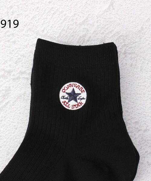 CONVERSE（コンバース）の「◆CONVERSE パッチ刺繍リブショート クルーソックス 3P（ソックス/靴下・レディース・その他/ブラック系8・00）」の9枚目の写真