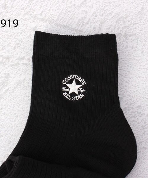 CONVERSE（コンバース）の「◆CONVERSE パッチ刺繍リブショート クルーソックス 3P（ソックス/靴下・レディース・その他/ブラック系8・00）」の10枚目の写真
