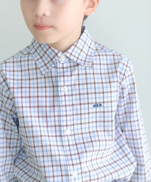 green label relaxing(グリーンレーベルリラクシング)の「チェックシャツ / キッズ 140cm-160cm(シャツ/ブラウス・キッズ・ライトブルー/ブラウン・160cm/150cm/140cm)」の1枚目の写真
