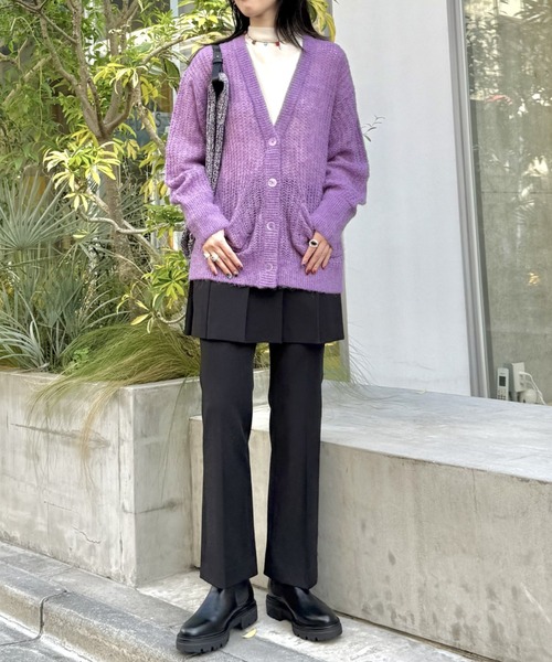 LOVELESS（ラブレス）の「メッシュニットオーバーカーディガン（カーディガン/ボレロ・レディース・オフホワイト/グリーン系その他/パープル系その他7/ピンク系その他2・36）」の5枚目の写真