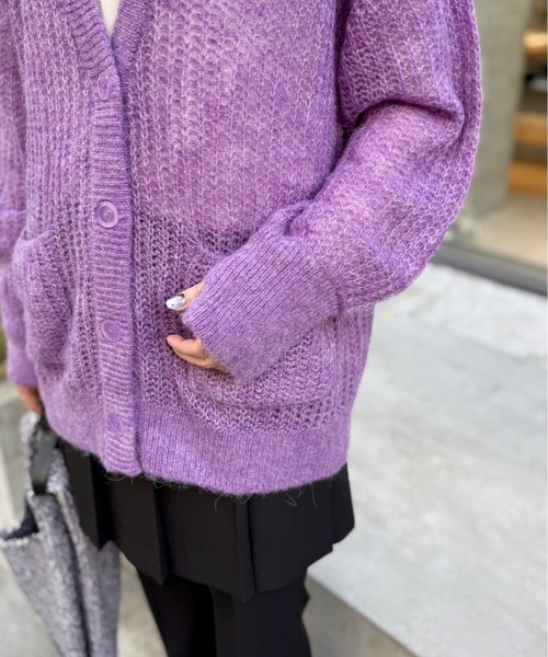 LOVELESS（ラブレス）の「メッシュニットオーバーカーディガン（カーディガン/ボレロ・レディース・オフホワイト/グリーン系その他/パープル系その他7/ピンク系その他2・36）」の7枚目の写真