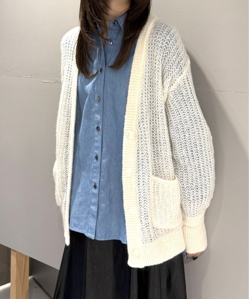 LOVELESS（ラブレス）の「メッシュニットオーバーカーディガン（カーディガン/ボレロ・レディース・オフホワイト/グリーン系その他/パープル系その他7/ピンク系その他2・36）」の10枚目の写真